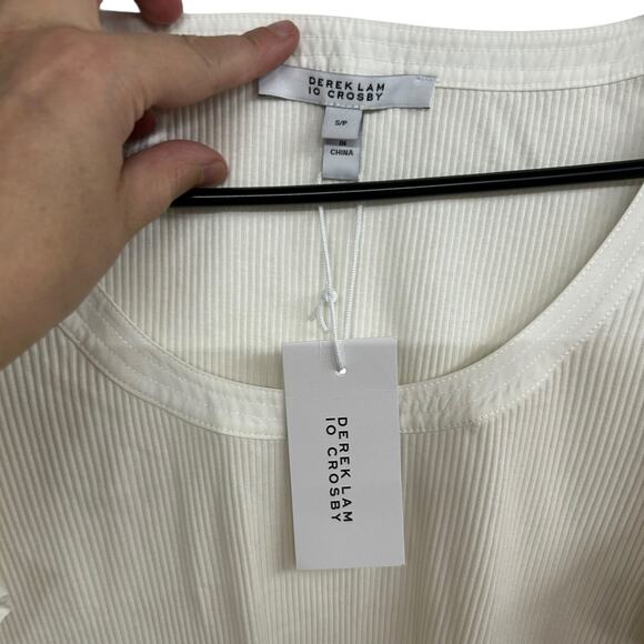 Romantic Chic Pleated Flutter Sleeve Top Derek Lam 10 Crosby White S - Picture 4 of 7